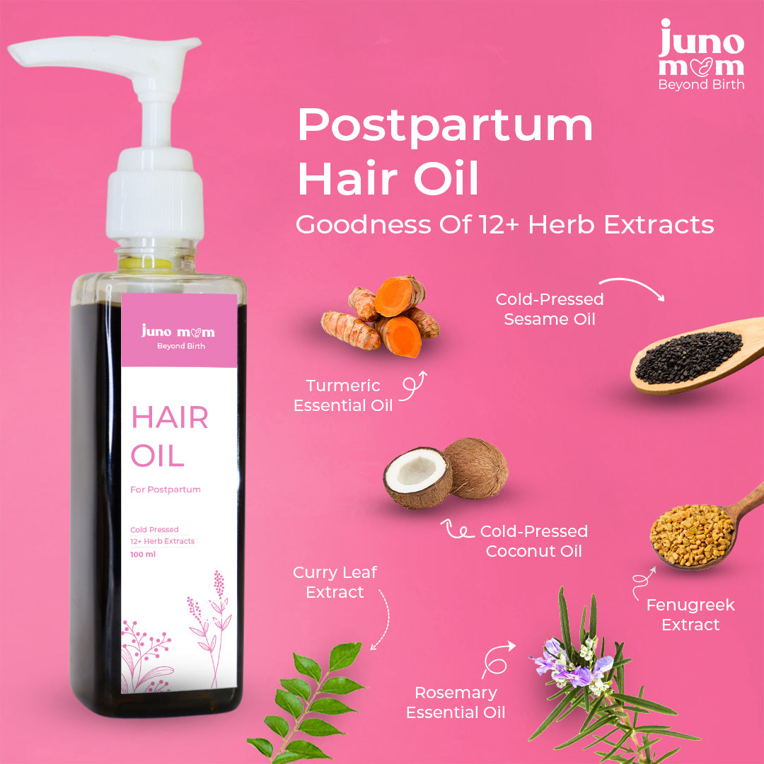 postpartum hair oil | reduces postpartum hair fall | after delivery care