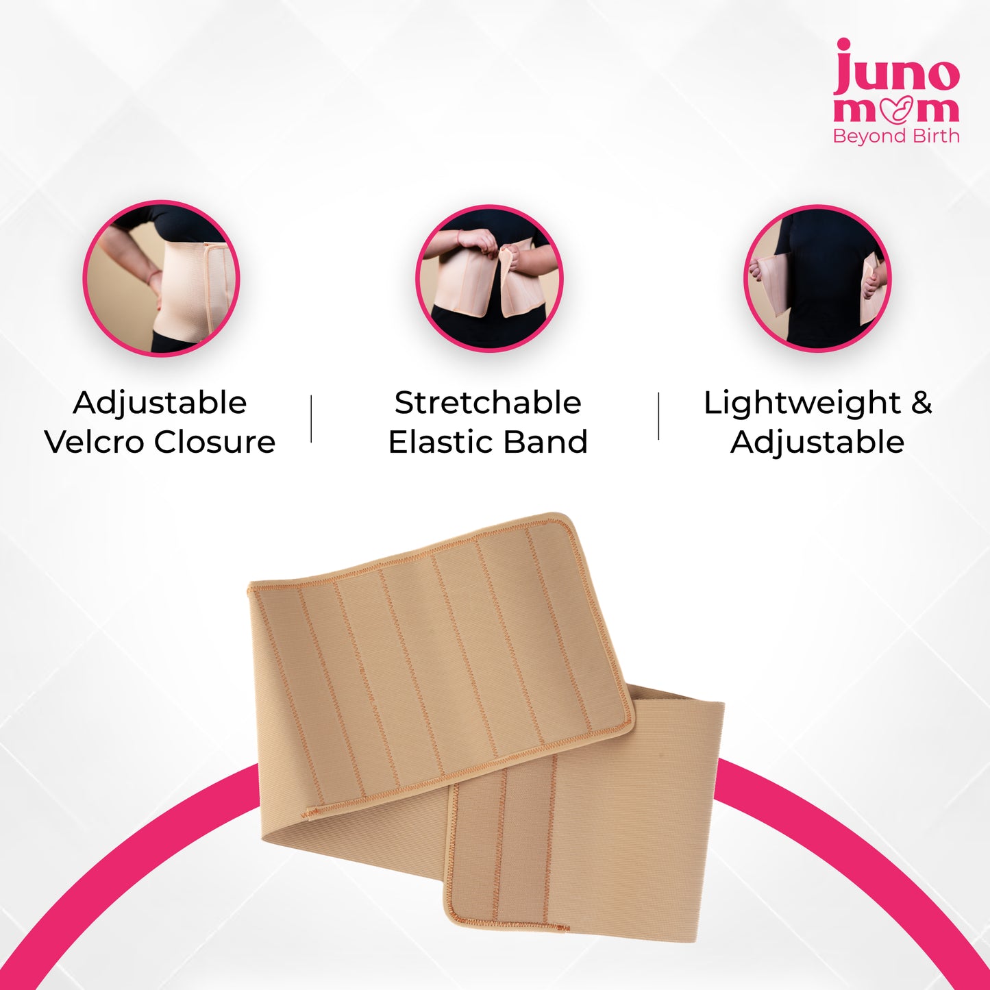 Juno Mom Postpartum Abdominal Binder | Belly Belt for Women | Stretchable Postpartum Maternity Belt After Delivery | S-XL Abdominal Belt