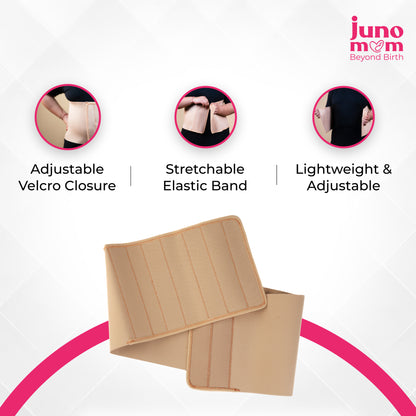 Juno Mom Postpartum Abdominal Binder | Belly Belt for Women | Stretchable Postpartum Maternity Belt After Delivery | S-XL Abdominal Belt